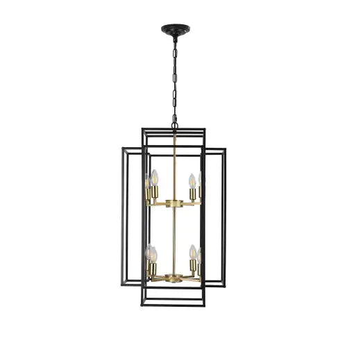Black & Gold 8-Light Tiered Chandelier