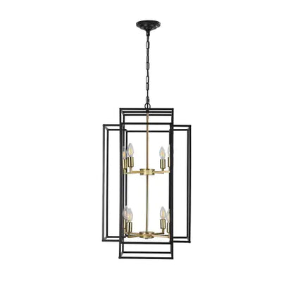 Black & Gold 8-Light Tiered Chandelier
