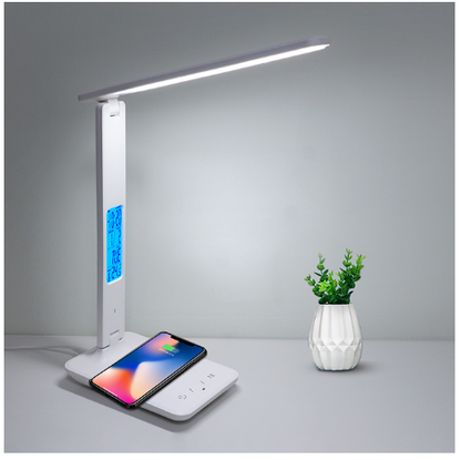 Modern Business Led Office Desk Lamp Touch Dimmable Foldable With Calendar Temperature Alarm Clock table Reading Light LAOPAO