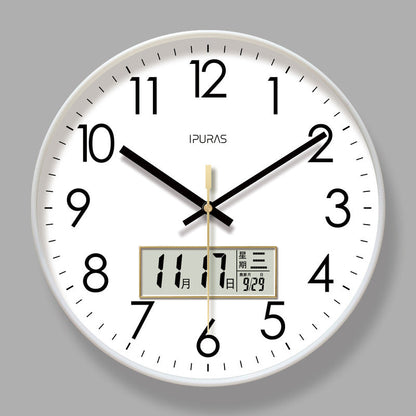 2025 New 10/12/14 - inch Electronic Calendar Wall Clock. Monitors temp & humidity. Dual - display. Mute. Quartz movement.
