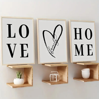 3pcs Love Wall Canvas Art for Living Room Decor