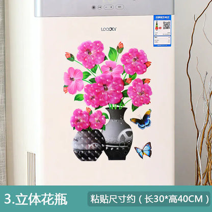3D Faux Flower Vase Wall Decor for Bedroom