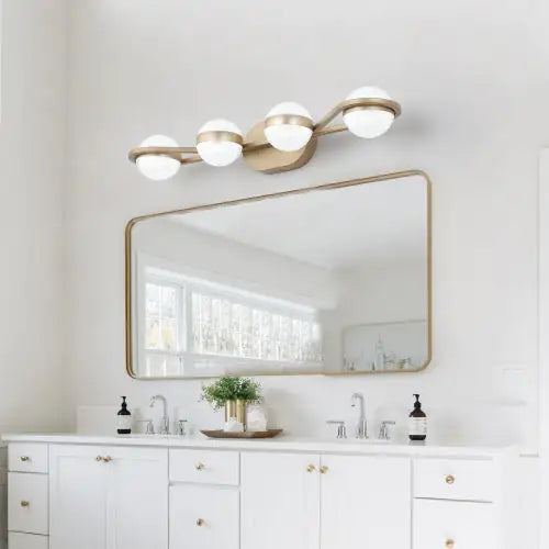 Modern Minimalist Gold Bathroom Vanity Light, 4 Bulb Acrylic Shade, Wall Mounted Decorative Lighting Fixtures For Bathroom Vanity Mirror Unavailable Platforms- Temu