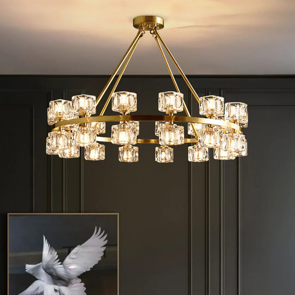 Golden Prism Crystal Chandelier