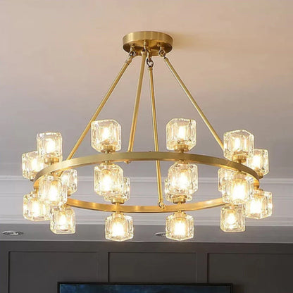 Golden Prism Crystal Chandelier