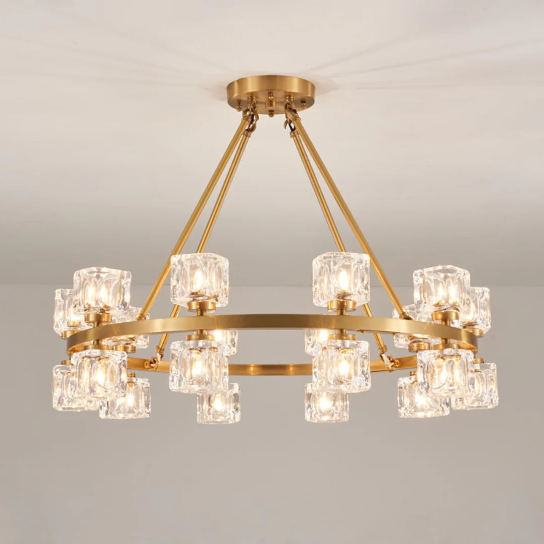 Golden Prism Crystal Chandelier