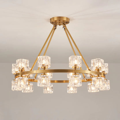 Golden Prism Crystal Chandelier