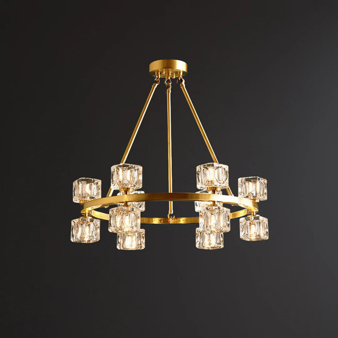 Golden Prism Crystal Chandelier