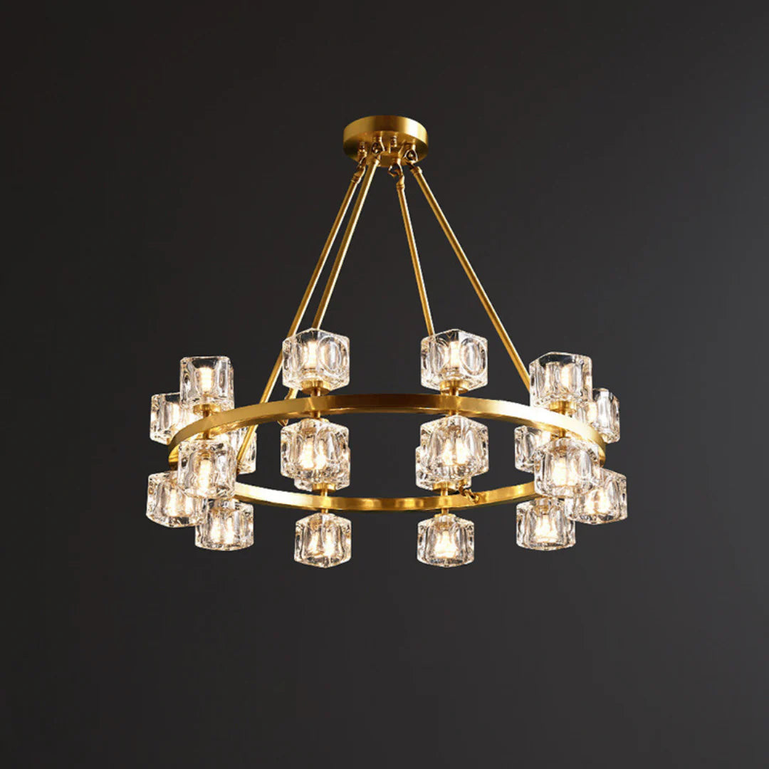 Golden Prism Crystal Chandelier