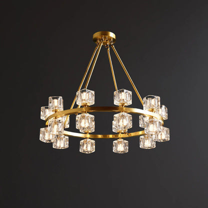 Golden Prism Crystal Chandelier