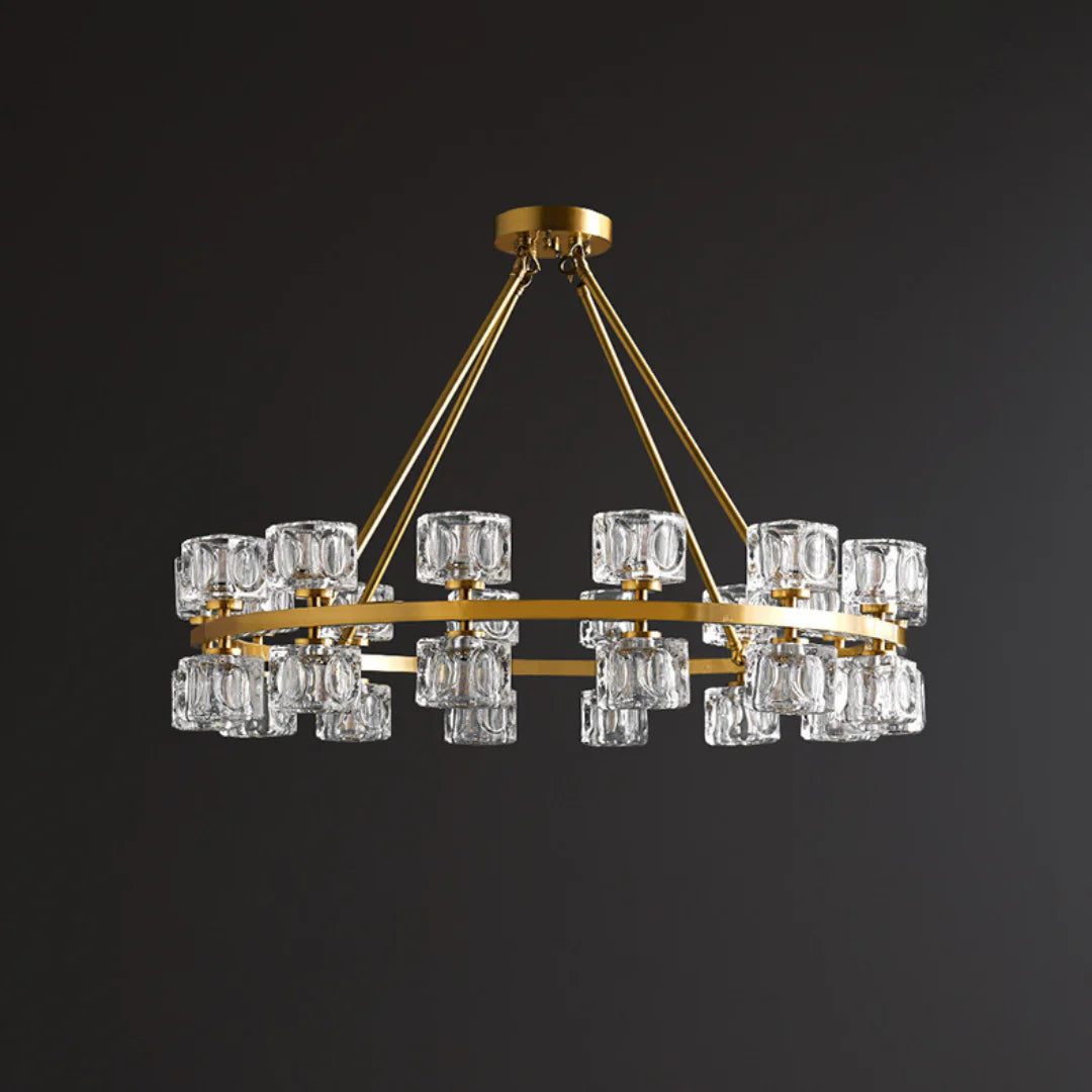 Golden Prism Crystal Chandelier