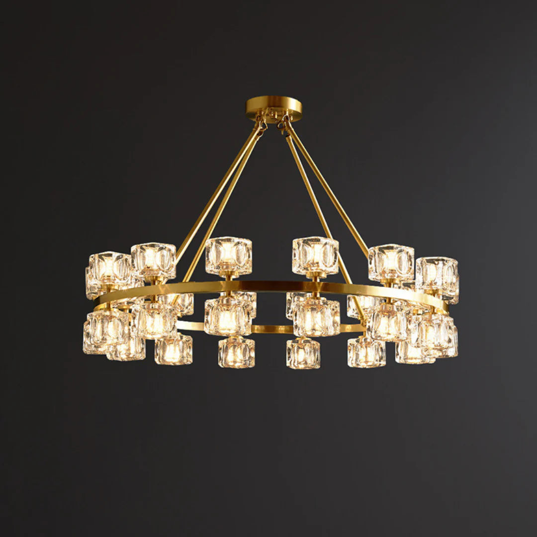 Golden Prism Crystal Chandelier