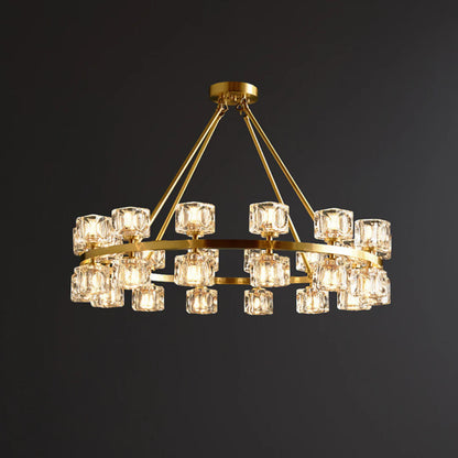 Golden Prism Crystal Chandelier