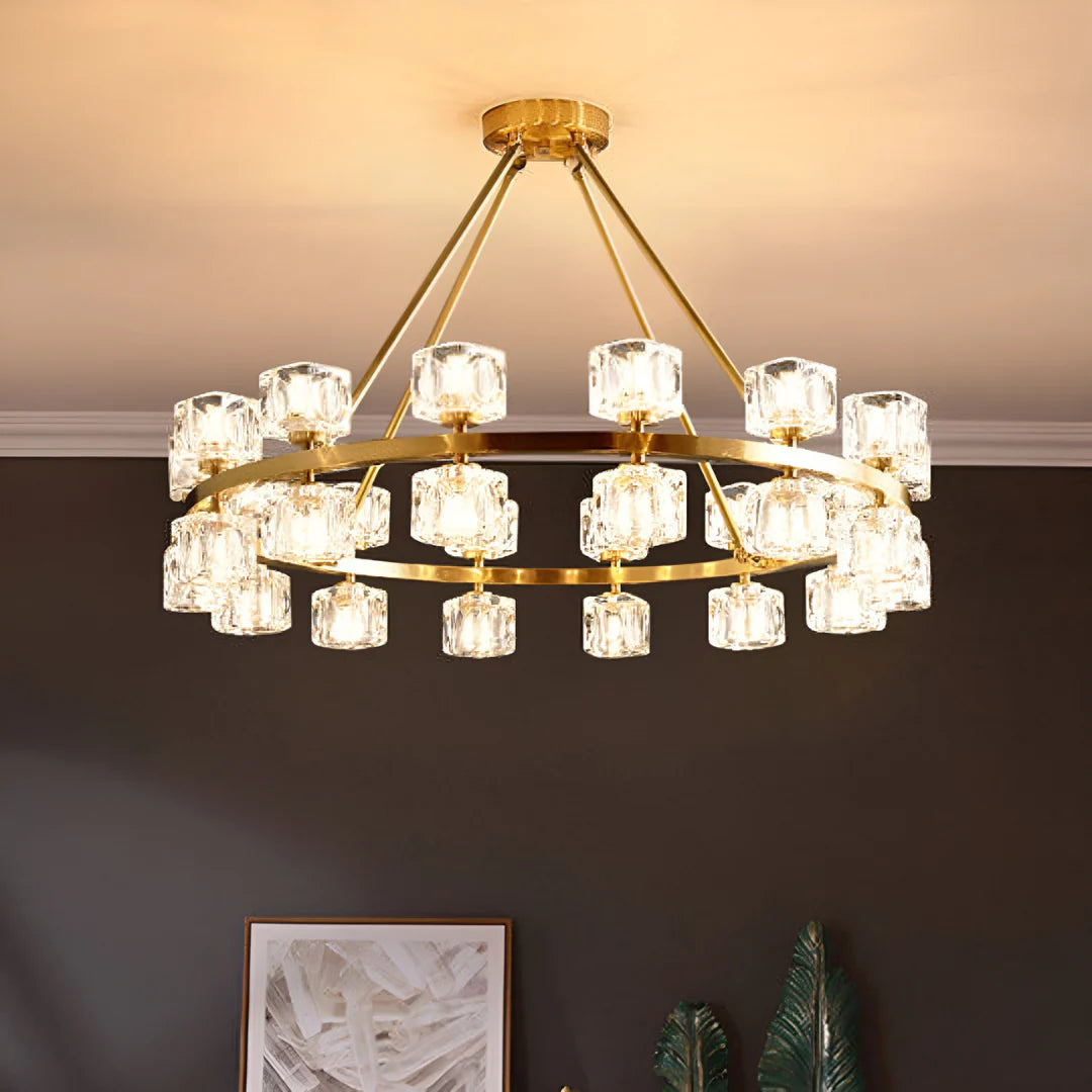 Golden Prism Crystal Chandelier