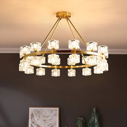 Golden Prism Crystal Chandelier