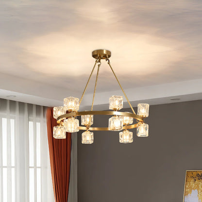 Golden Prism Crystal Chandelier