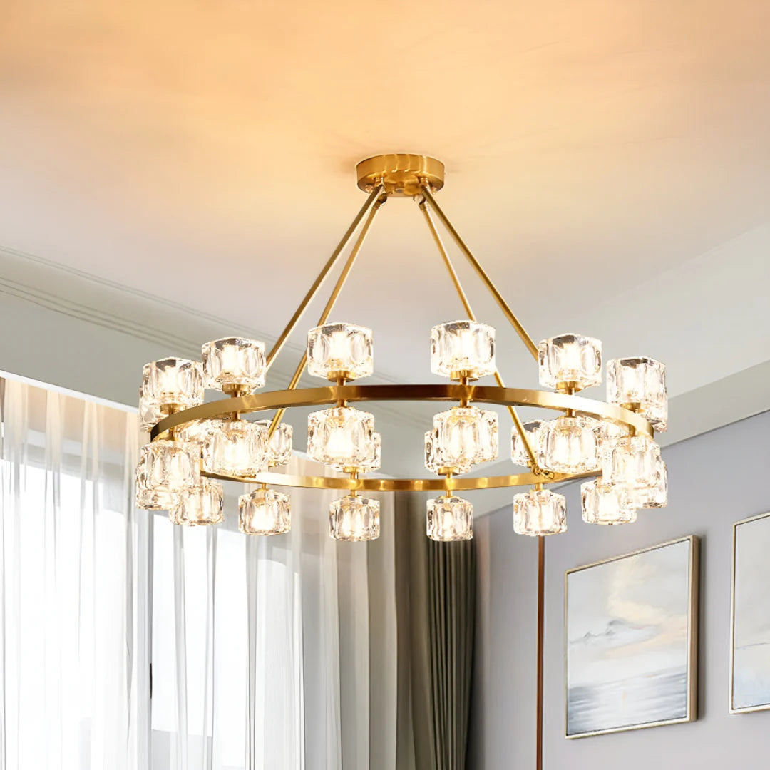Golden Prism Crystal Chandelier