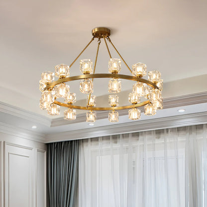 Golden Prism Crystal Chandelier