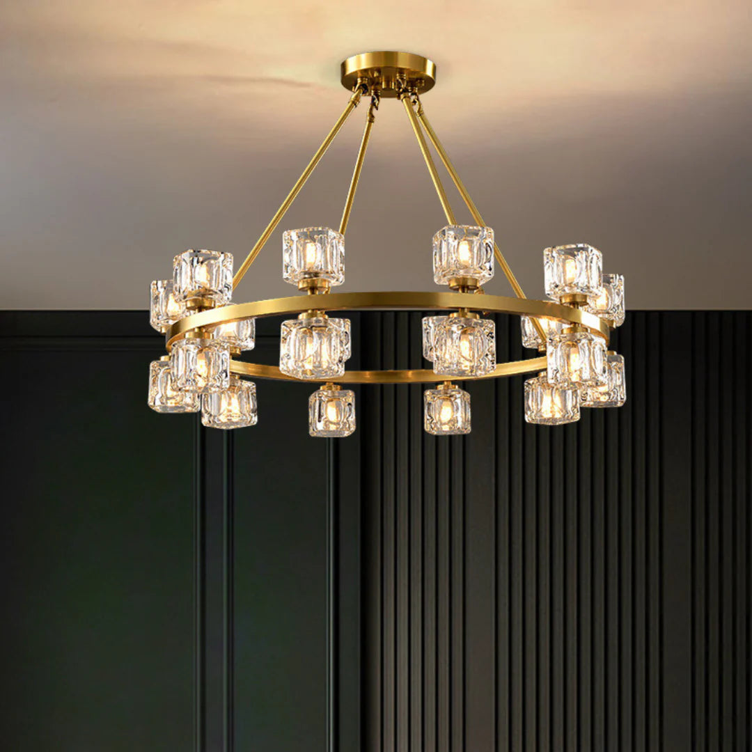 Golden Prism Crystal Chandelier