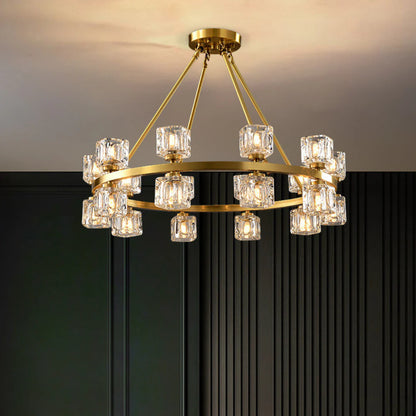 Golden Prism Crystal Chandelier
