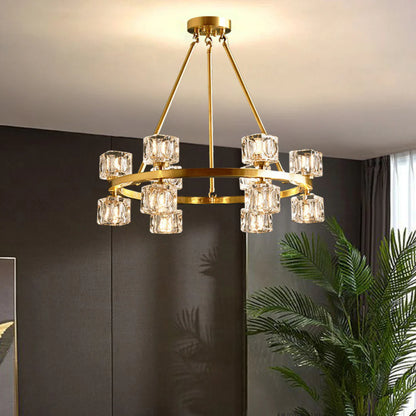 Golden Prism Crystal Chandelier