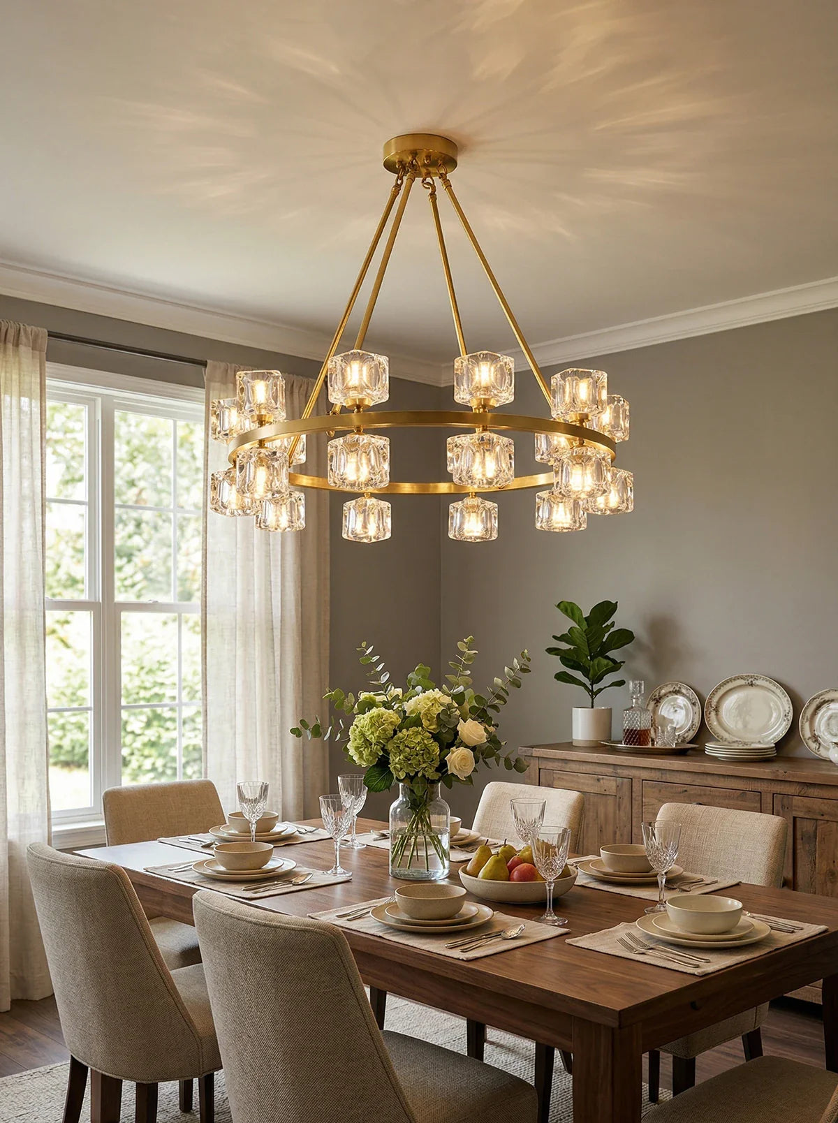 Golden Prism Crystal Chandelier