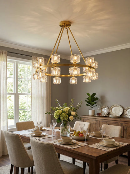 Golden Prism Crystal Chandelier