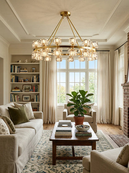 Golden Prism Crystal Chandelier