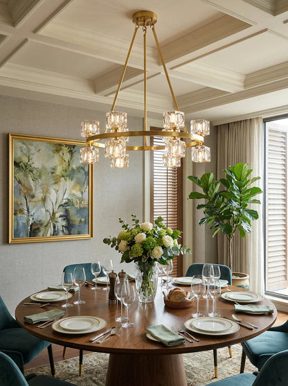 Golden Prism Crystal Chandelier