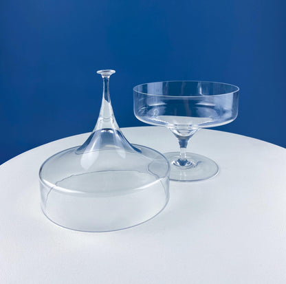 Crystal Clear Footed Candy Bowl or Serving Dish with Empoli Style Lid. Unique Mid Century Modern Apothecary Jar. Home Store Cafe Decor.