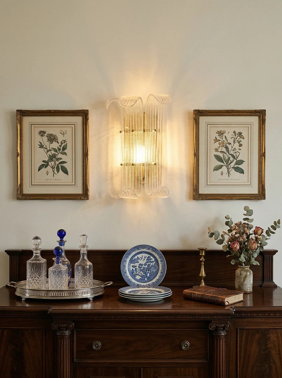 Curved Textured Glass Wall Sconce