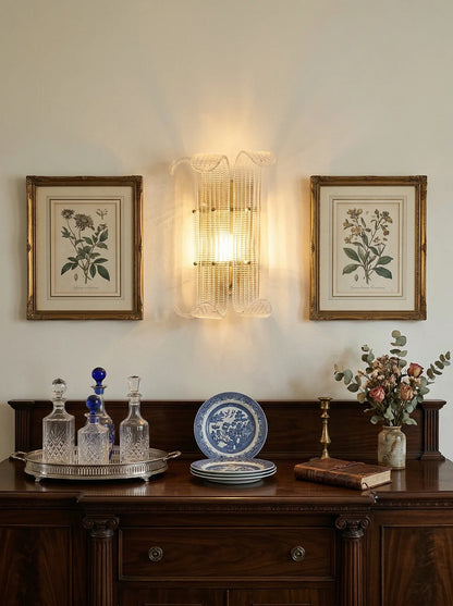 Curved Textured Glass Wall Sconce