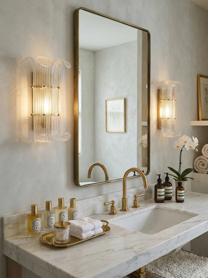 Curved Textured Glass Wall Sconce