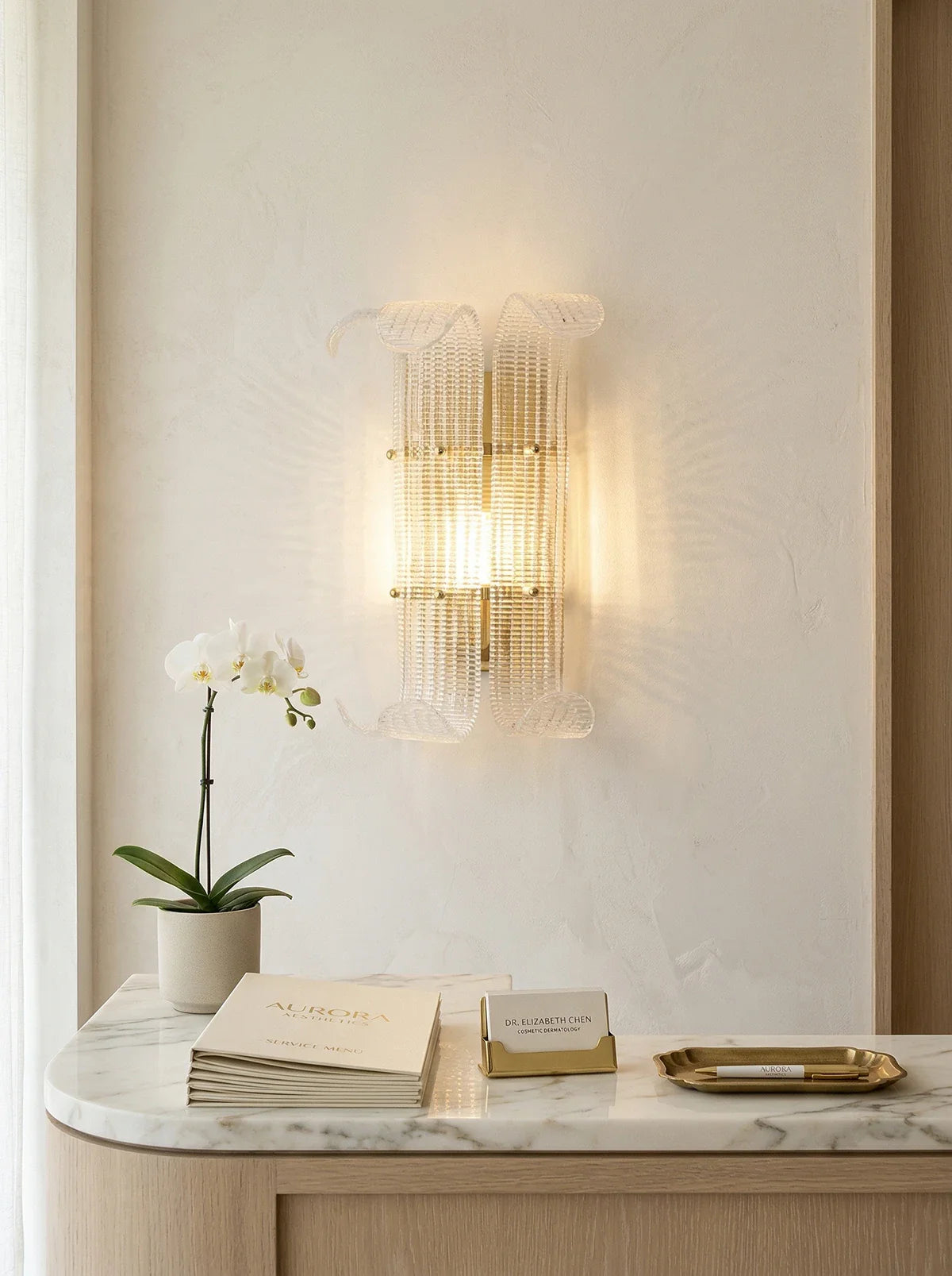 Curved Textured Glass Wall Sconce