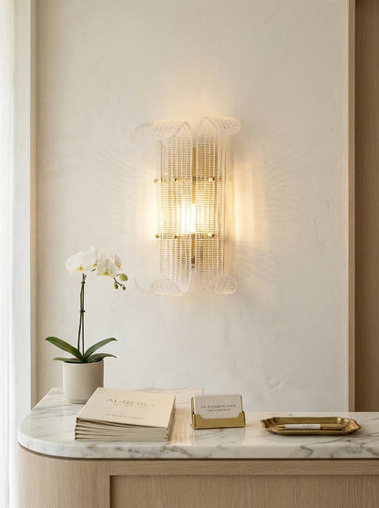 Curved Textured Glass Wall Sconce