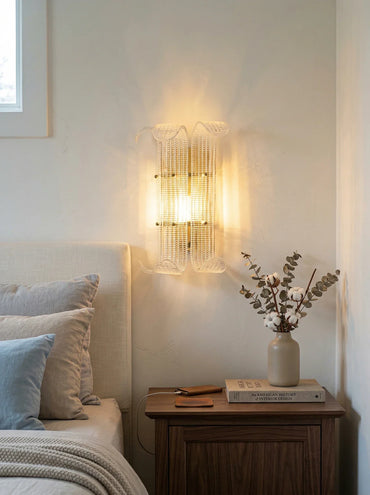 Curved Textured Glass Wall Sconce