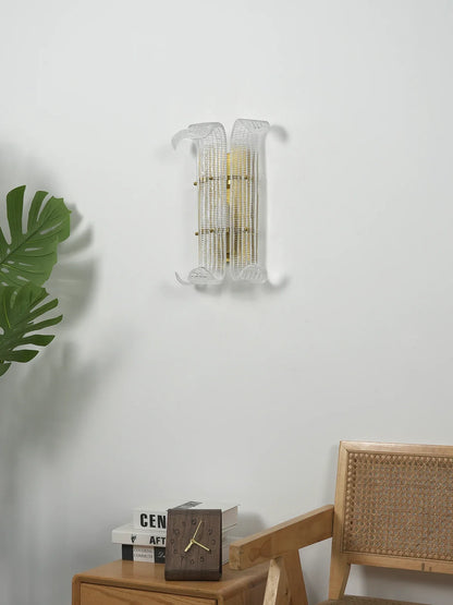 Curved Textured Glass Wall Sconce