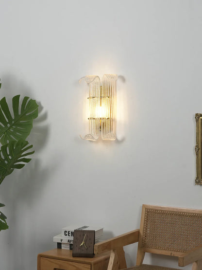 Curved Textured Glass Wall Sconce