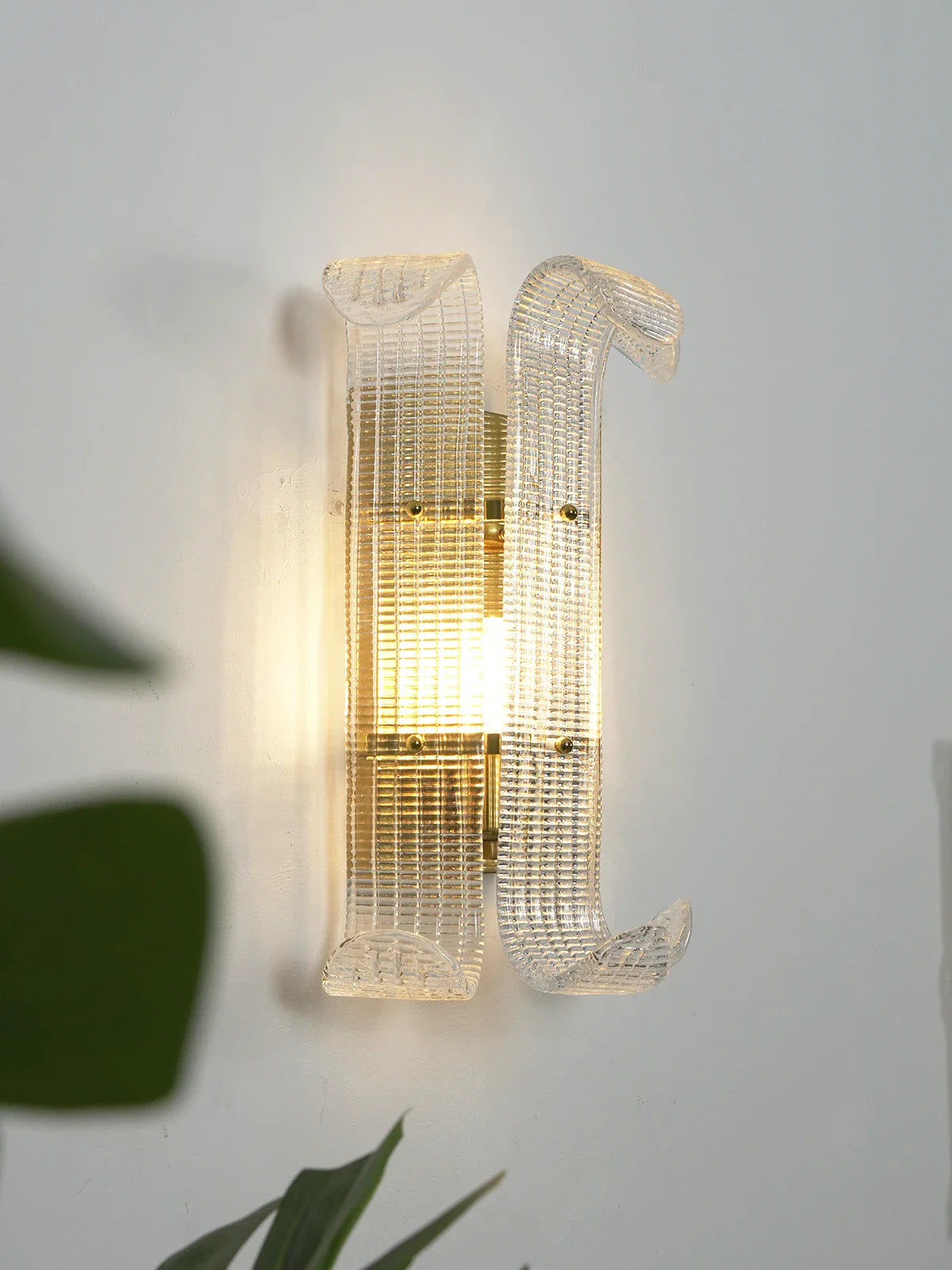 Curved Textured Glass Wall Sconce