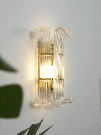 Curved Textured Glass Wall Sconce
