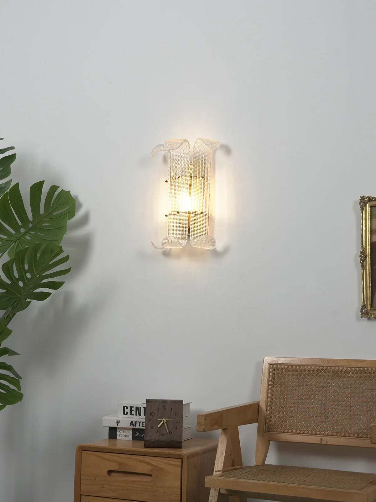 Curved Textured Glass Wall Sconce