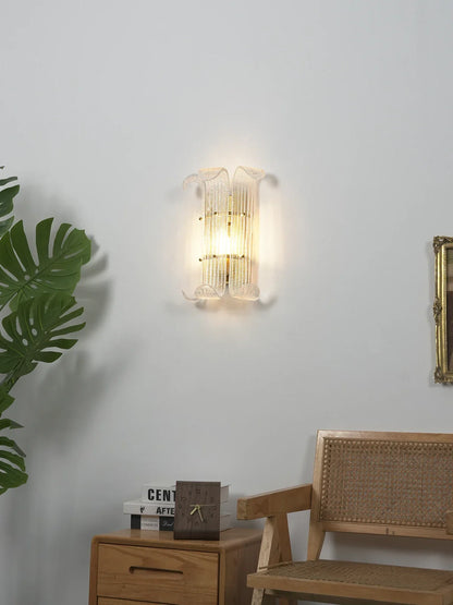 Curved Textured Glass Wall Sconce