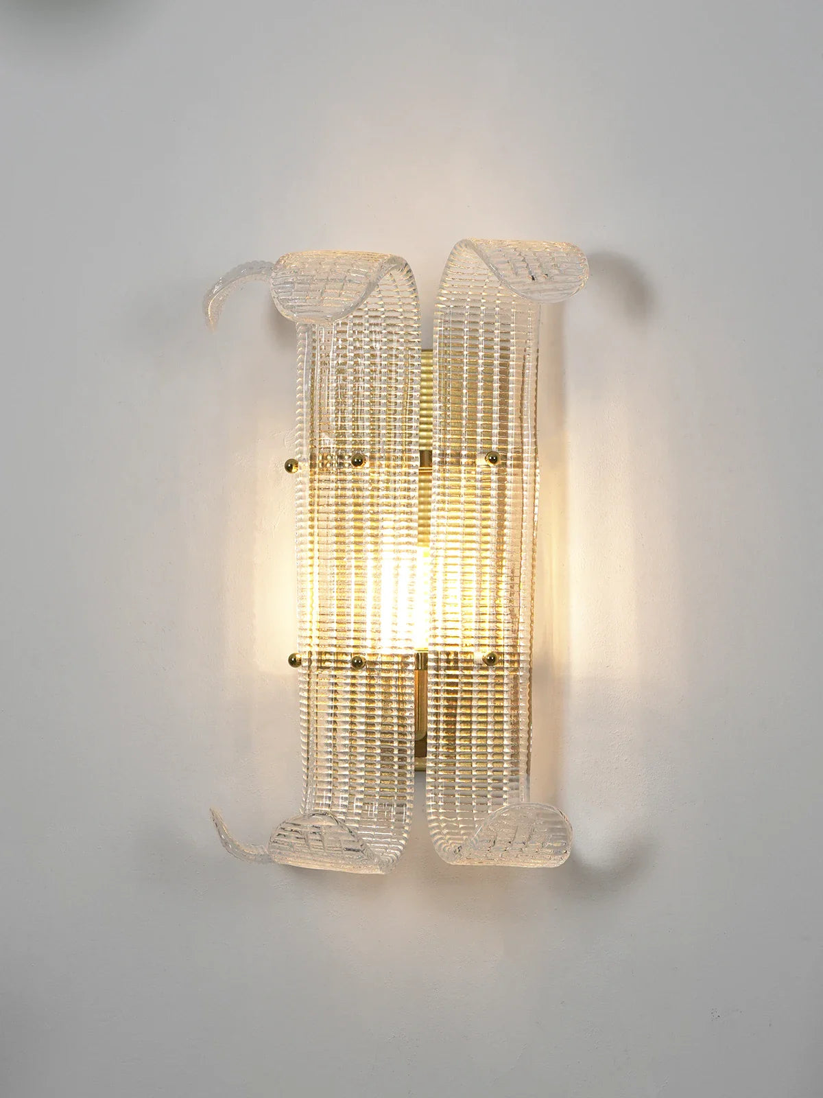 Curved Textured Glass Wall Sconce