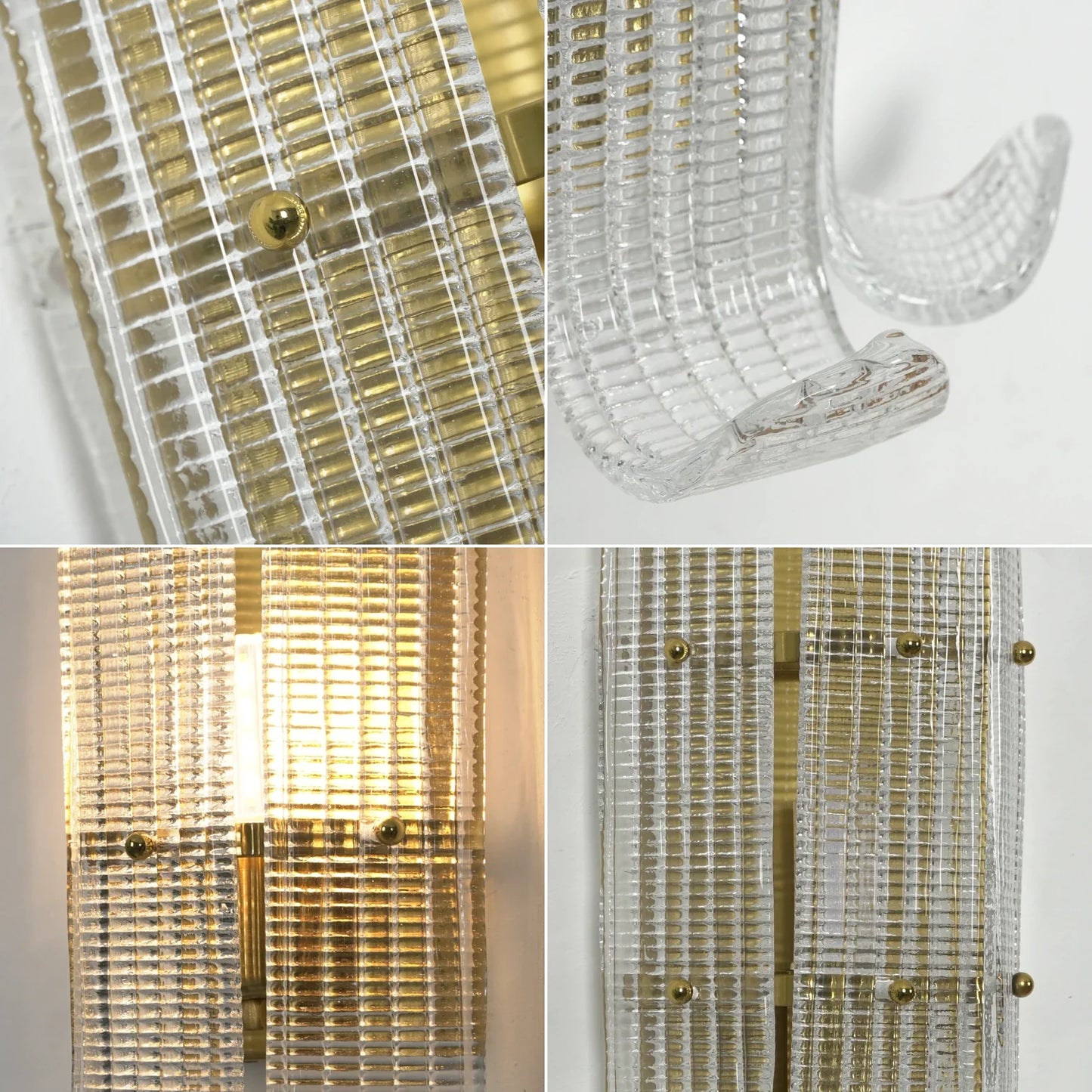 Curved Textured Glass Wall Sconce