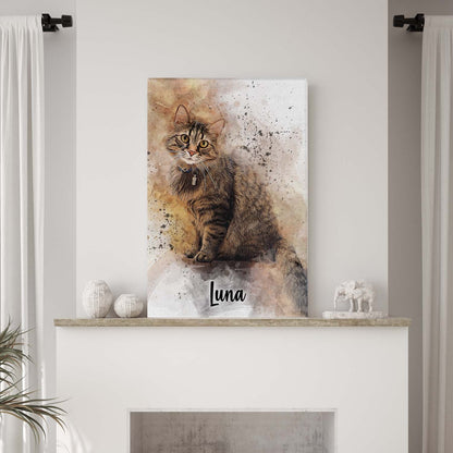 Personalized Cat Watercolor Art