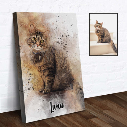 Personalized Cat Watercolor Art