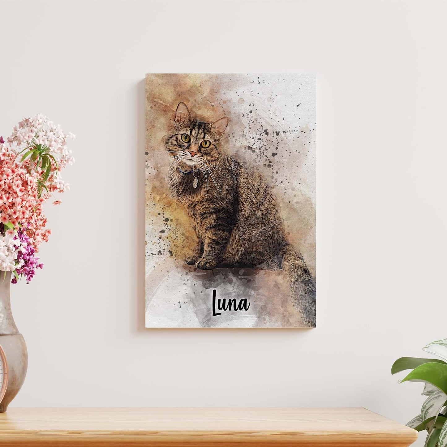 Personalized Cat Watercolor Art