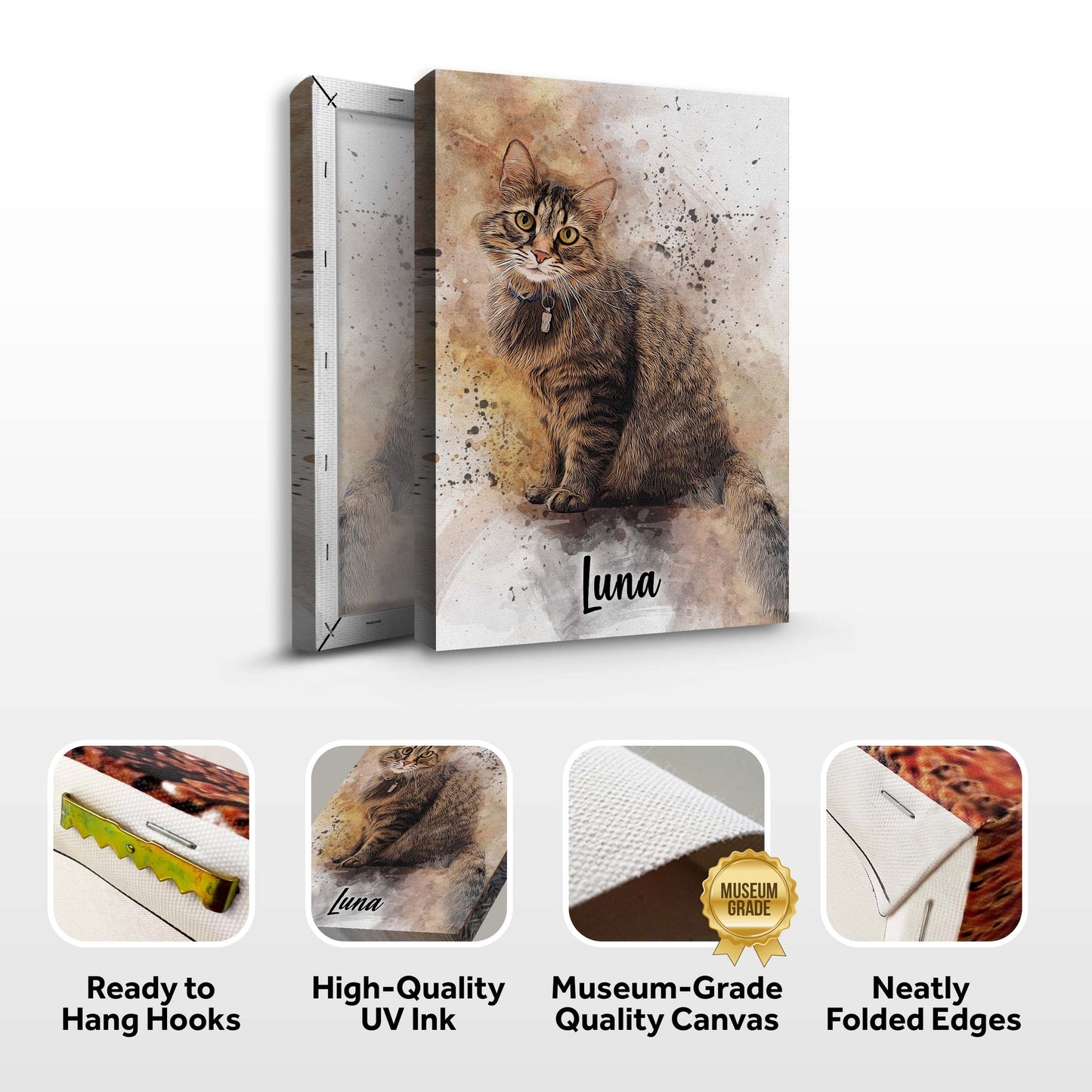 Personalized Cat Watercolor Art