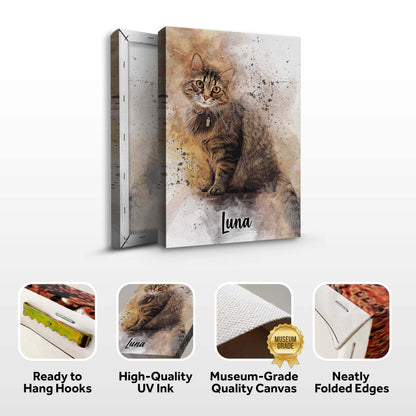 Personalized Cat Watercolor Art