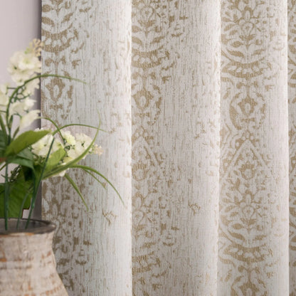 Mrs.Naturall Taupe 52x72 Inches Long Damask Pattern Curtains for Living Room